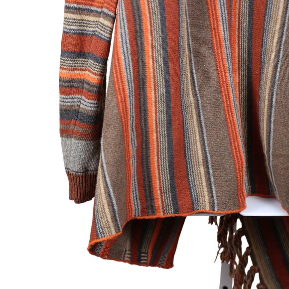 Goldstitch Brown Striped Fringe Cardigan Sweater | Size M - Picture 8 of 10